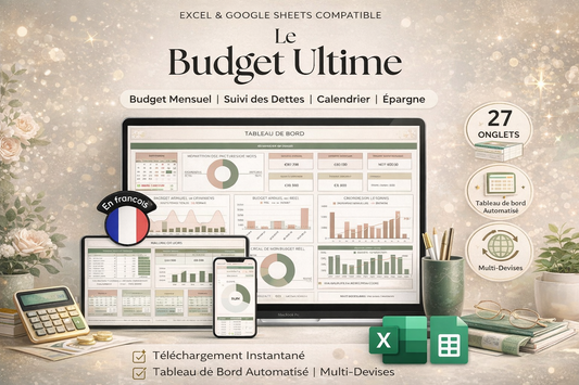Ultimate Budget Planner Spreadsheet for Google Sheets & Excel – All-in-One Personal Finance Tracker, Debt & Savings Dashboard (French Version)