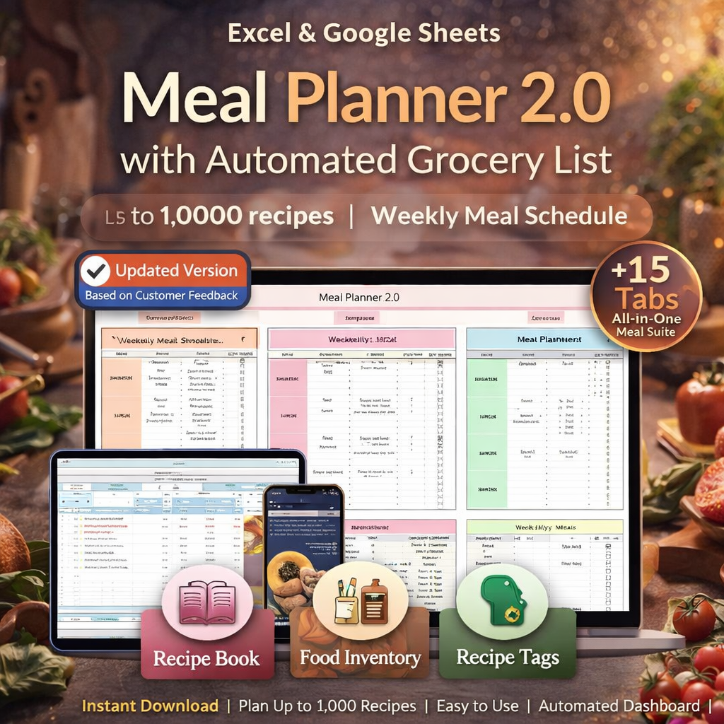 Ultimate Goal Planner Spreadsheet for Google Sheets & Excel – Digital Goal Setting & Progress Tracker with Automated Dashboard