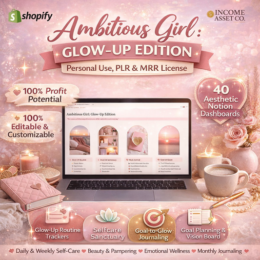 Glow up digital planner template inside Notion workspace