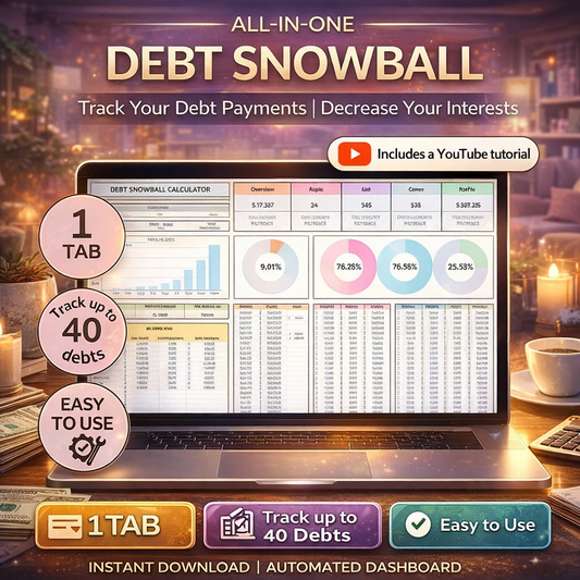 Debt Snowball Calculator Spreadsheet for Google Sheets & Excel – Debt Payoff Tracker, Student Loan & Credit Card Payment Planner