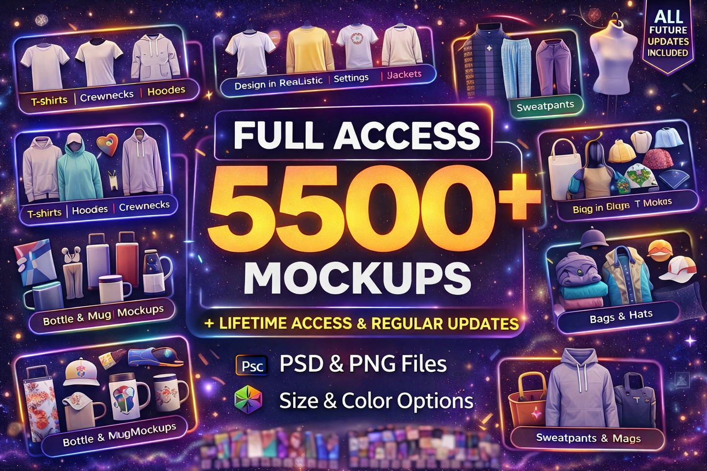 FUPstudio Mega Clothing Vector Mockups Pack (5500+ Items) – Tech Pack Template + AI & PNG Files + 300 Procreate Poses Brushes | Commercial License