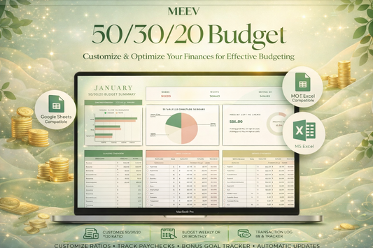 50/30/20 Budget Planner Spreadsheet for Google Sheets & Excel – Monthly Personal Finance & Paycheck Budget Template