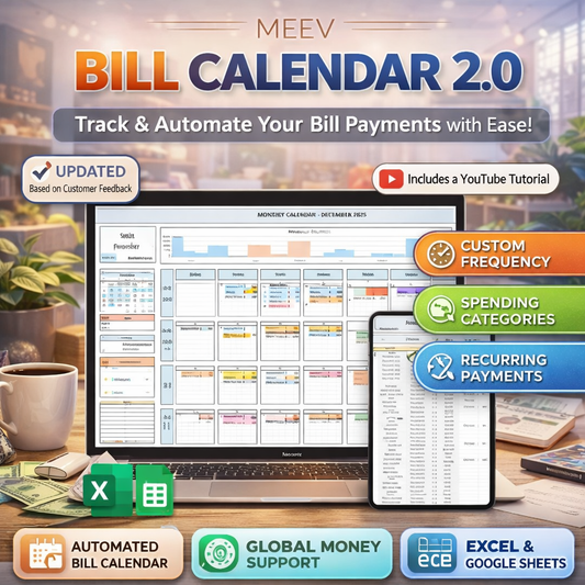 Smart Bill Calendar Spreadsheet for Google Sheets & Excel – Automated Monthly Budget Planner, Recurring Bill Tracker & Personal Finance Organizer (Instant Download)