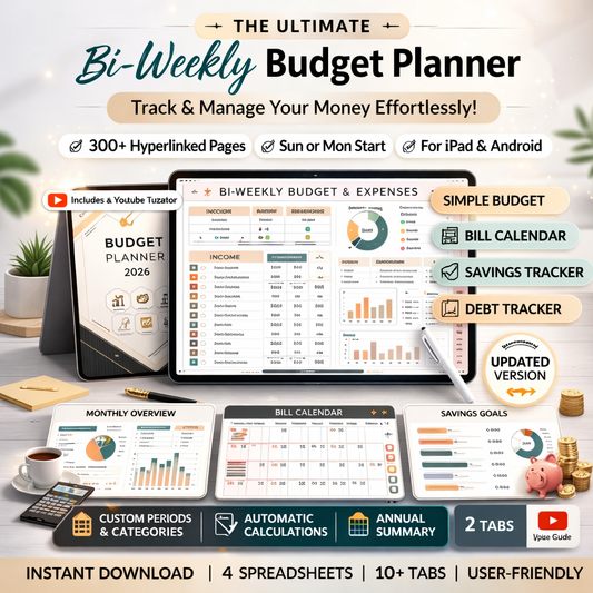 Budget Bundle for Beginners – Monthly Budget Planner, Bill Tracker, Debt Payoff & Savings Tracker (Excel & Google Sheets)