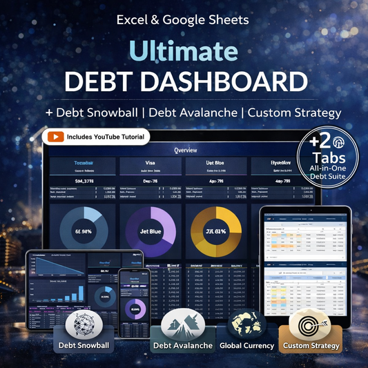 Ultimate Debt Payoff Tracker Spreadsheet – Excel & Google Sheets Debt Snowball & Avalanche Dashboard for Credit Cards, Student Loans & Mortgage Planning