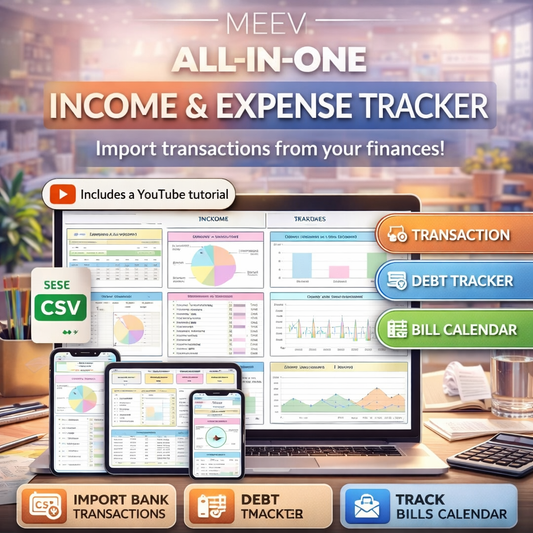 Ultimate Income & Expense Tracker Spreadsheet for Excel & Google Sheets – Annual & Monthly Budget Planner with Debt, Savings & Net Worth Dashboard
