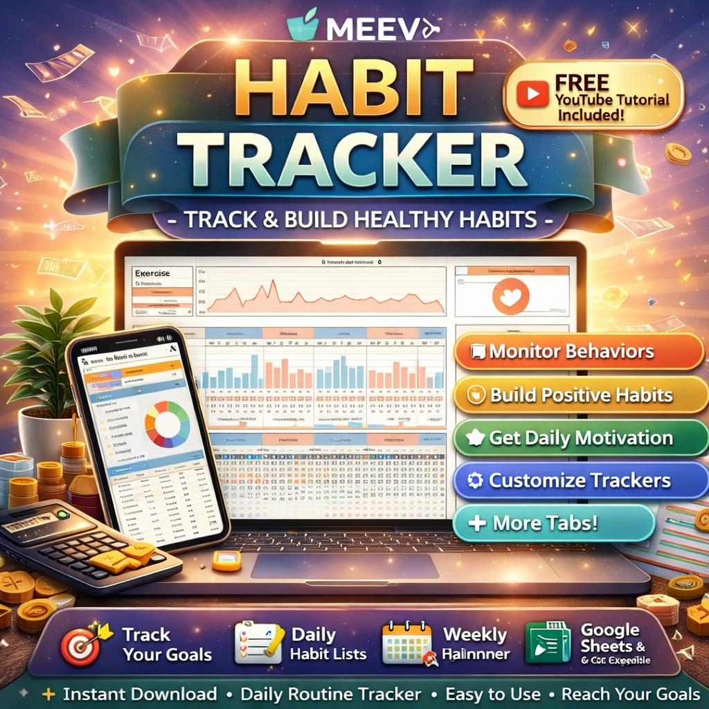 Daily habit planner spreadsheet for productivity tracking