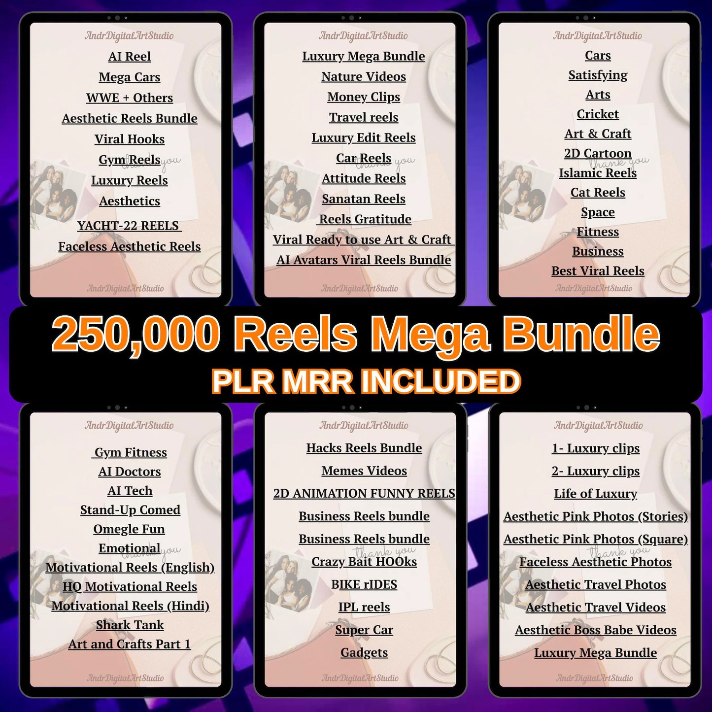 250,000 Viral Reels Mega Bundle – PLR & MRR Rights