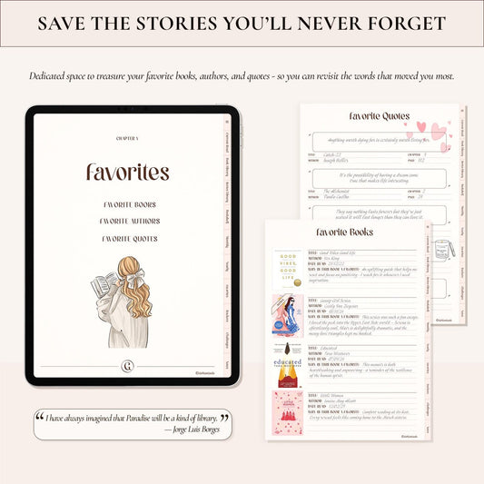 Digital Reading Journal for iPad & Android – Book Tracker, Review Log, Bookshelf Planner for GoodNotes, Notability & Kindle Scribe
