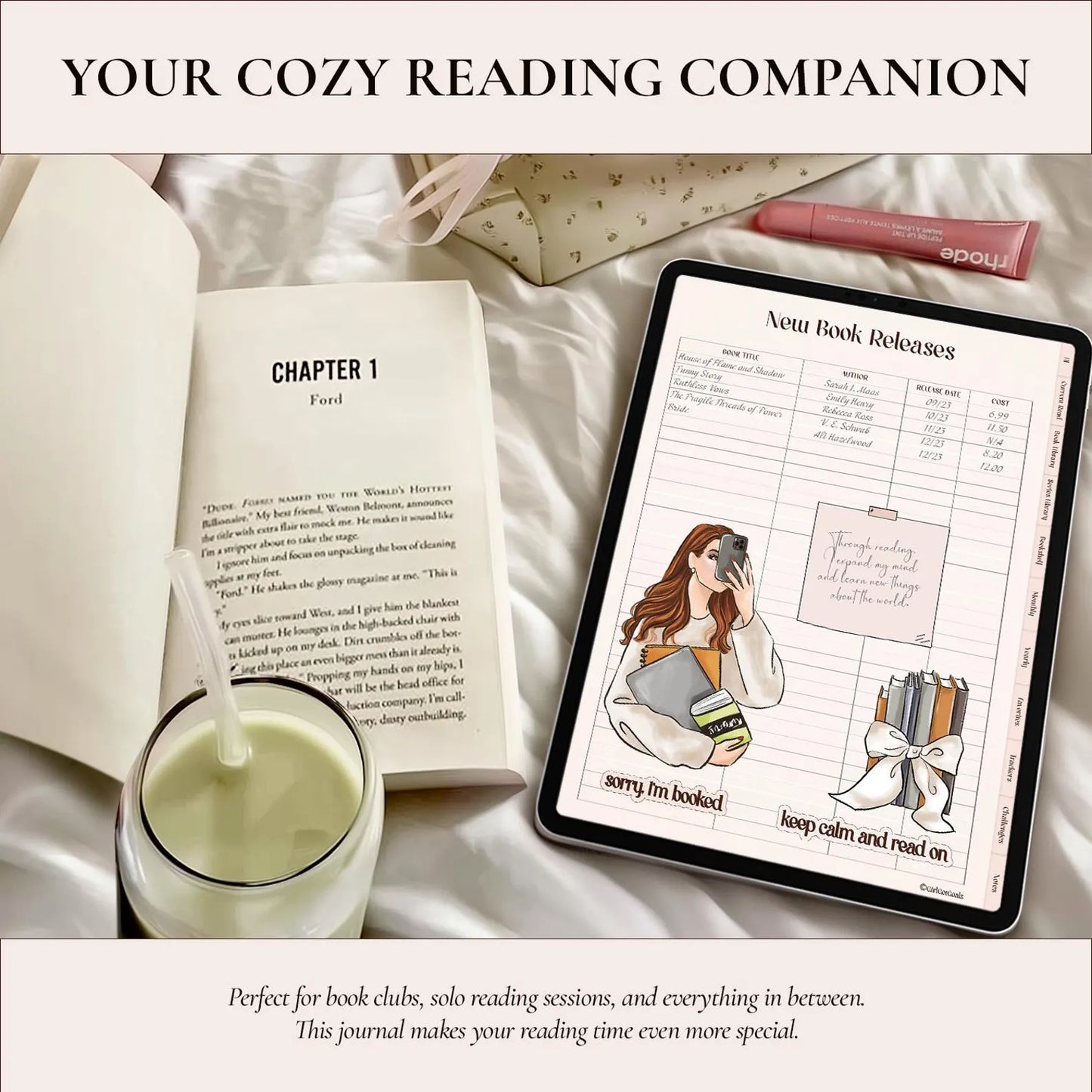 Digital Reading Journal for iPad & Android – Book Tracker, Review Log, Bookshelf Planner for GoodNotes, Notability & Kindle Scribe