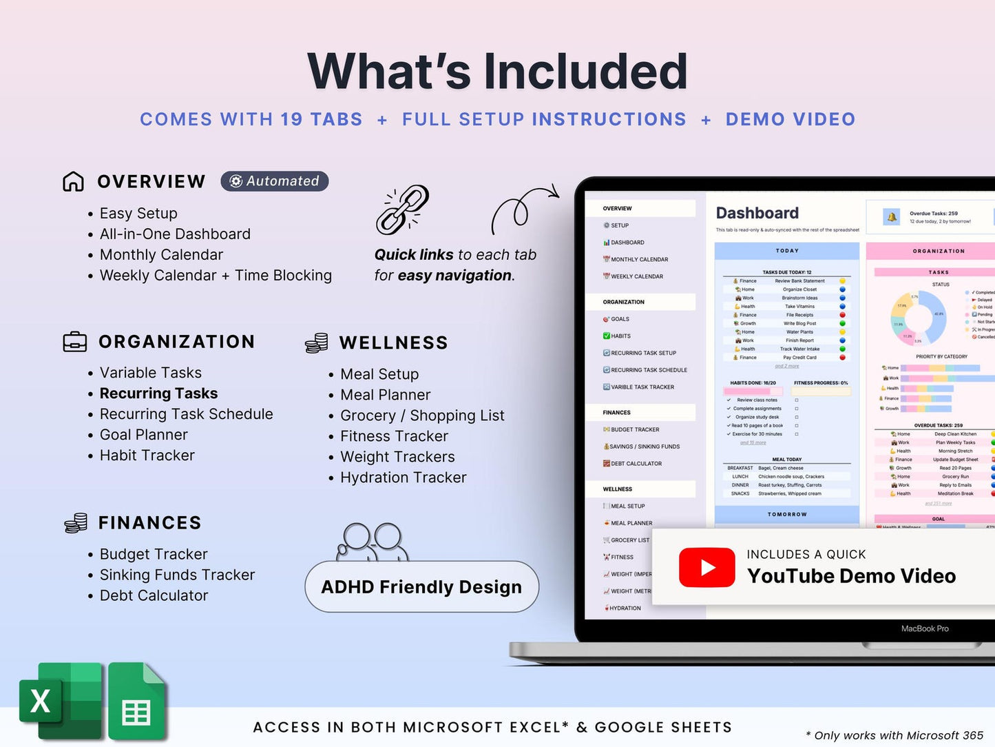 ADHD Life Planner – Google Sheets & Excel
