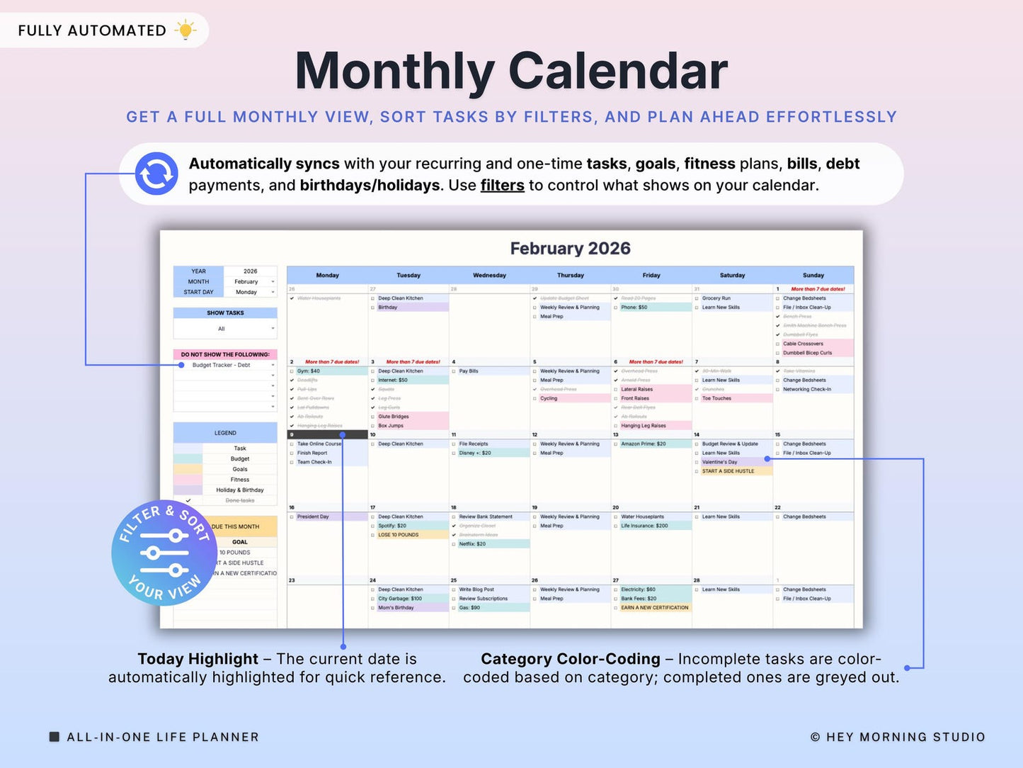 ADHD Life Planner – Google Sheets & Excel