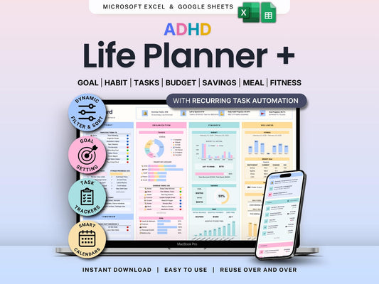 ADHD Life Planner – Google Sheets & Excel
