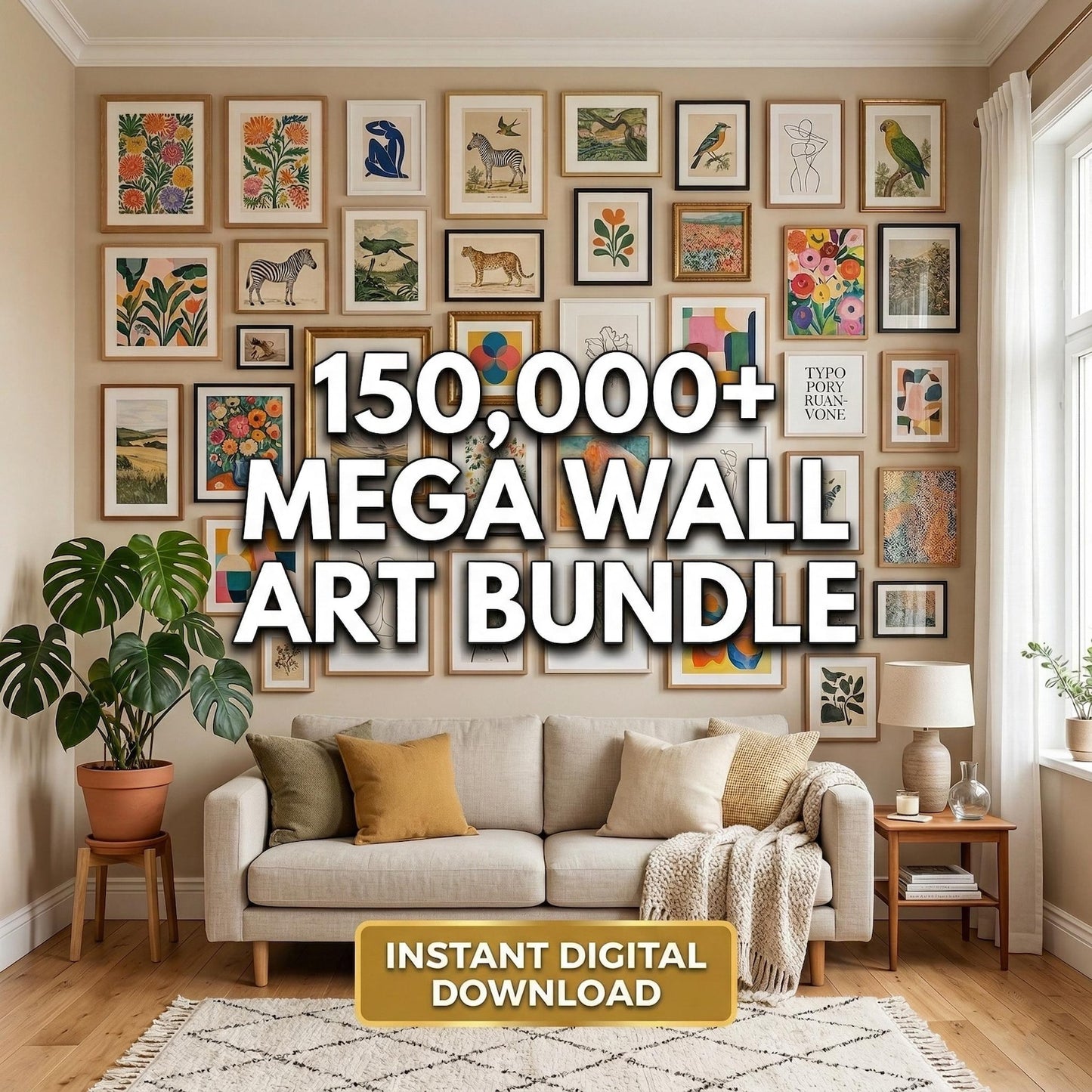 150,000+ Printable Wall Art Bundle with PLR & MRR Rights