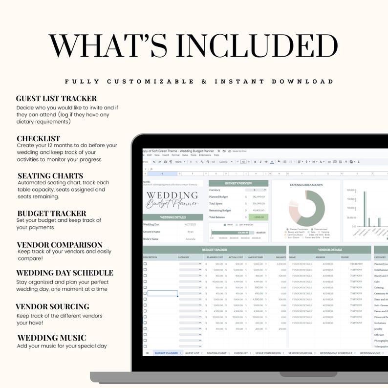 Ultimate Wedding Planner Bundle: Spreadsheet & Canva Templates