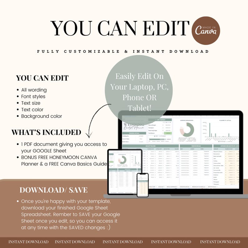 Ultimate Wedding Planner Bundle: Spreadsheet & Canva Templates
