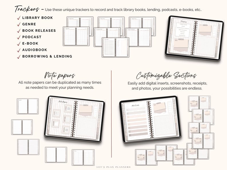 Reading Journal Digital Planner for iPad & Android Gift for Book Lover Reading Log Record Reviews Track Goals Notability GoodNotes Planner