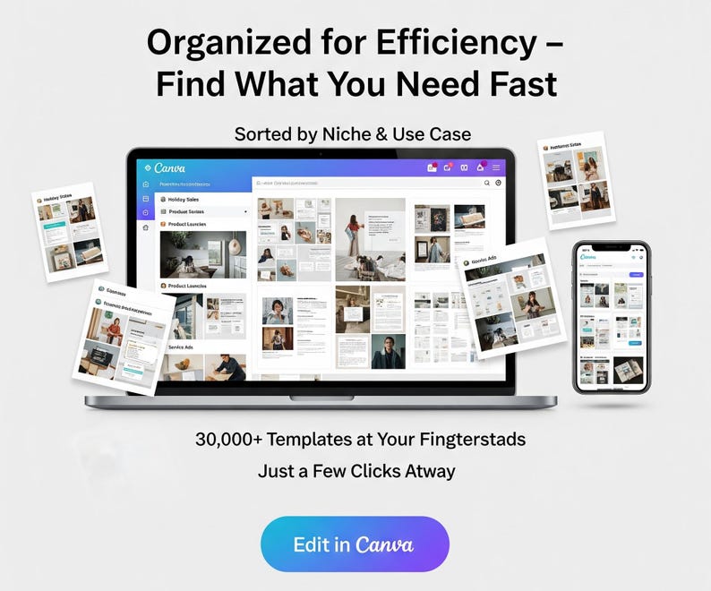 30,000+ Editable Canva Templates Bundle for Social Media & Marketing