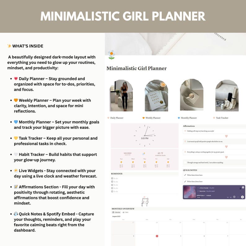 Ultimate Girl Planner Notion Template – Glow-Up Digital Planner for Habits, Goals & Life Design (PLR & MRR Included)