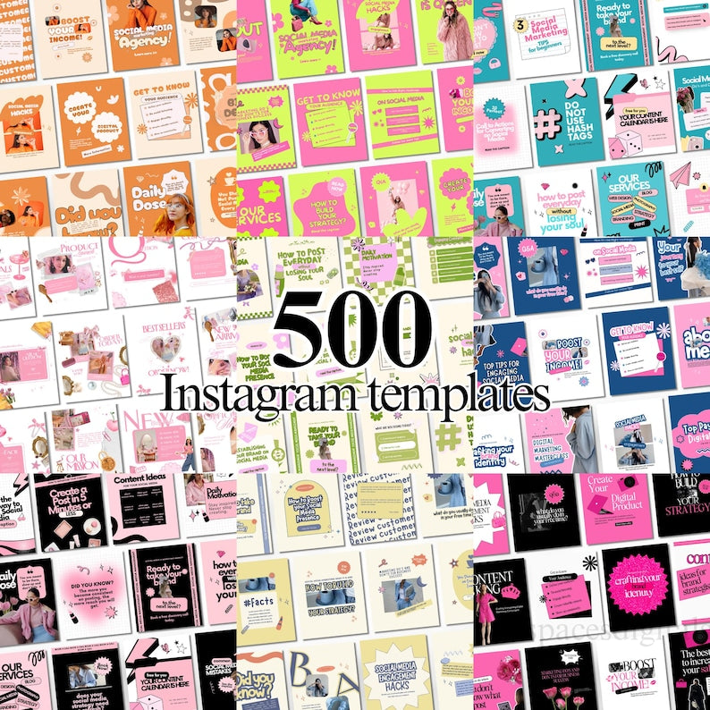 500+ Instagram Canva Templates Mega Bundle with PLR & MRR Resell Rights