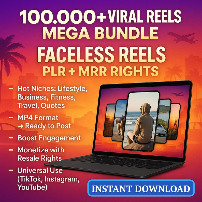 100,000 Viral Reels Mega Bundle – PLR & MRR Rights