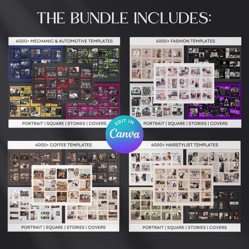 60,000+ Instagram Canva Templates Bundle for Social Media Content