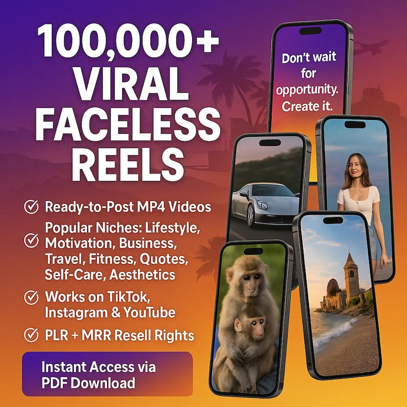 100,000 Viral Reels Mega Bundle – PLR & MRR Rights