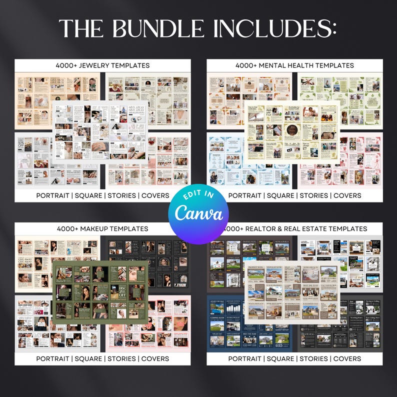 60,000+ Instagram Canva Templates Bundle for Social Media Content