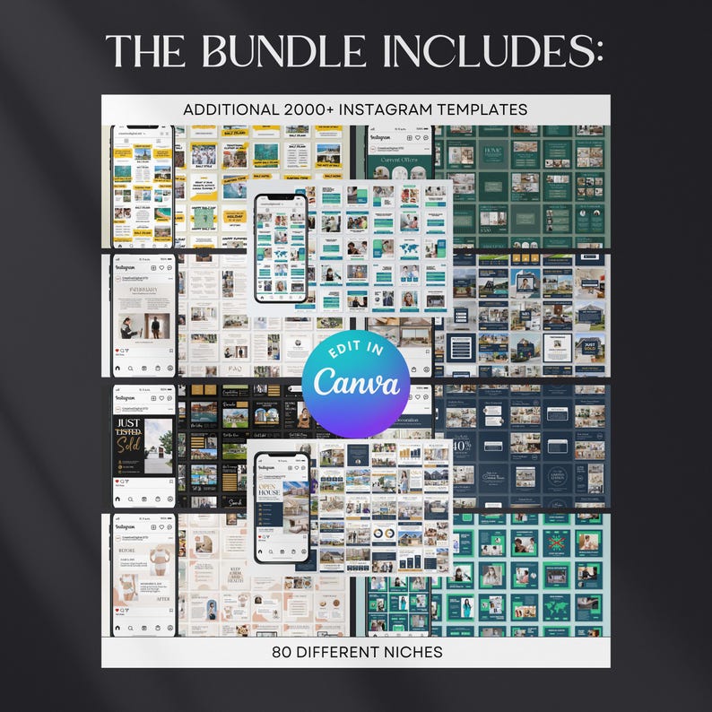 60,000+ Instagram Canva Templates Bundle for Social Media Content