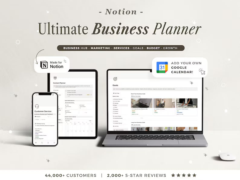 Notion Template Business Planner Notion Business Template Notion Calendar Google Notion Small Business Notion Freelance Notion Planner