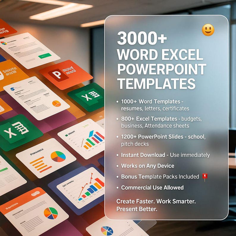 3000+ Word, Excel & PowerPoint Templates Bundle – Ultimate Office Productivity Pack (DOCX, XLSX, PPTX Instant Download)