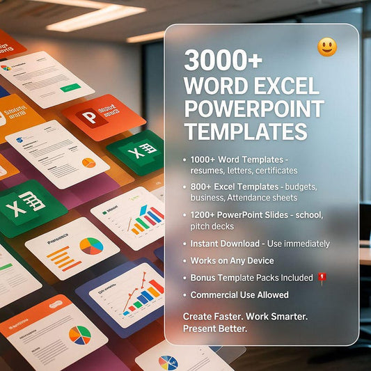 3000+ Word, Excel & PowerPoint Templates Bundle – Ultimate Office Productivity Pack (DOCX, XLSX, PPTX Instant Download)