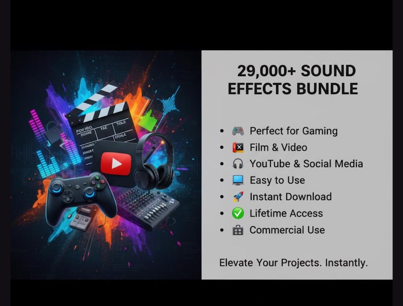 20000 Sound Effects Bundle – Royalty-Free SFX Pack for Video Editing, YouTube, Film, Gaming & Podcasts