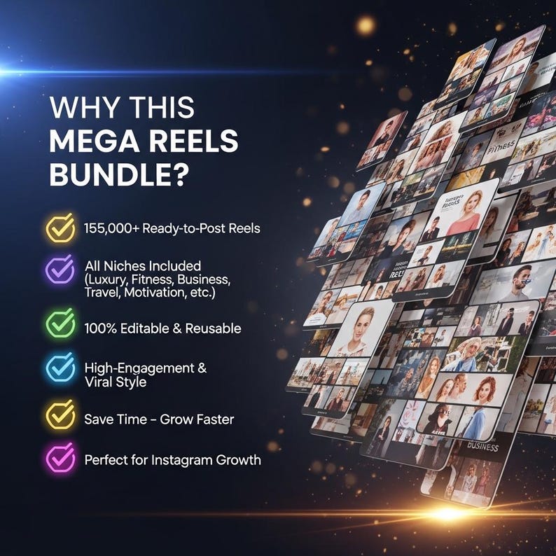 155,000+ Instagram Reels Bundle – Viral Ready-to-Post Mega Pack for Instagram, TikTok & YouTube Shorts Growth