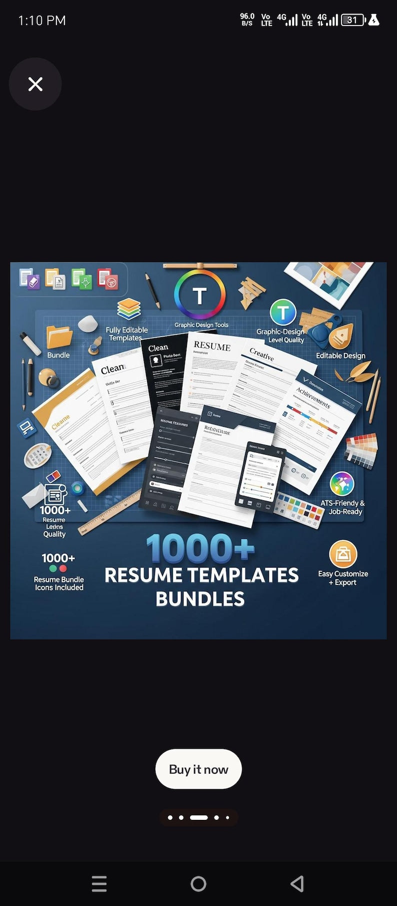 1000+ Resume Templates Bundle – ATS-Friendly, Professional CV & Cover Letter Pack (Word, Canva, PDF)