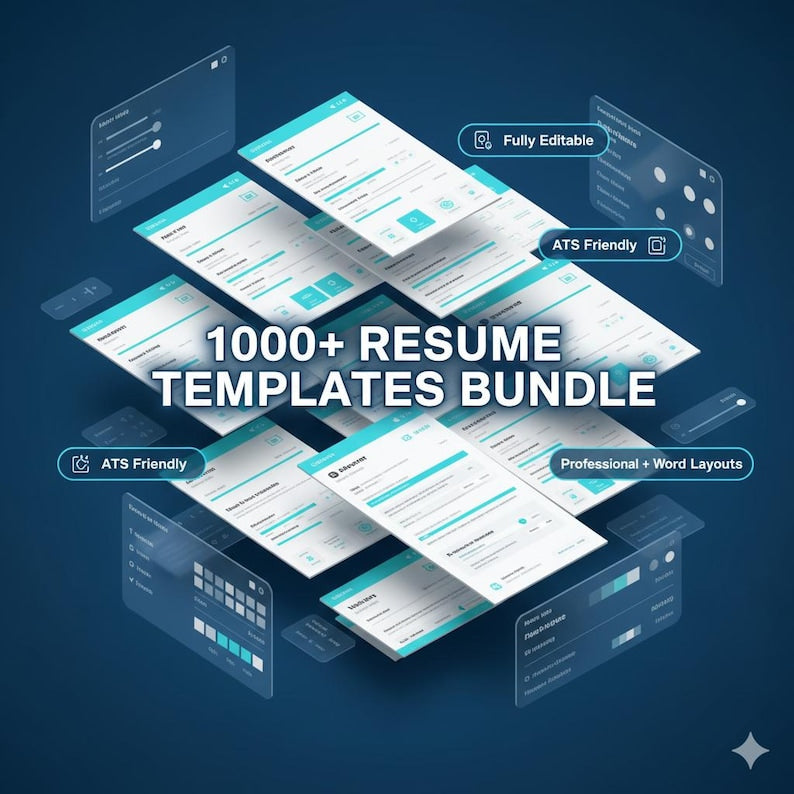 1000+ Resume Templates Bundle – ATS-Friendly, Professional CV & Cover Letter Pack (Word, Canva, PDF)