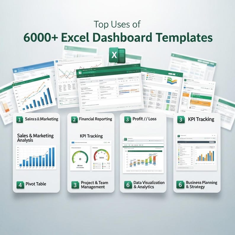 6000+ Excel Dashboard Templates Bundle – KPI, Sales, Finance & Business Analytics Mega Pack (Instant Download)
