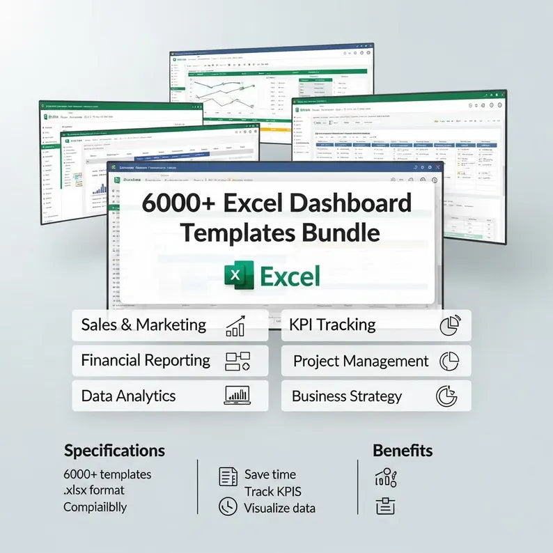 6000+ Excel Dashboard Templates Bundle – KPI, Finance, Sales & Business Analytics