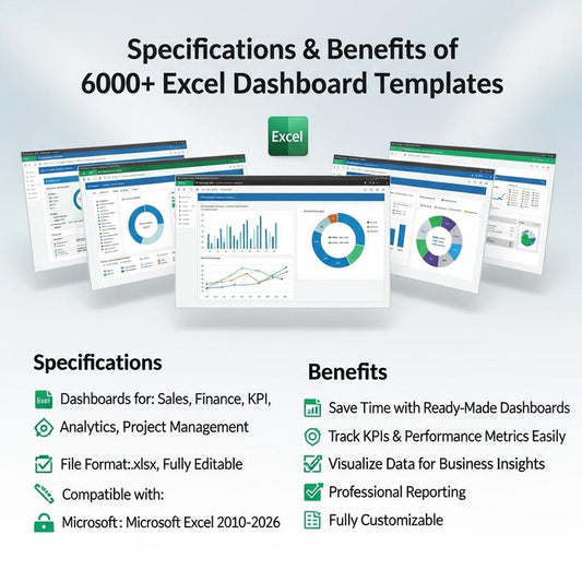 6000+ Excel Dashboard Templates Bundle – KPI, Sales, Finance & Business Analytics Mega Pack (Instant Download)