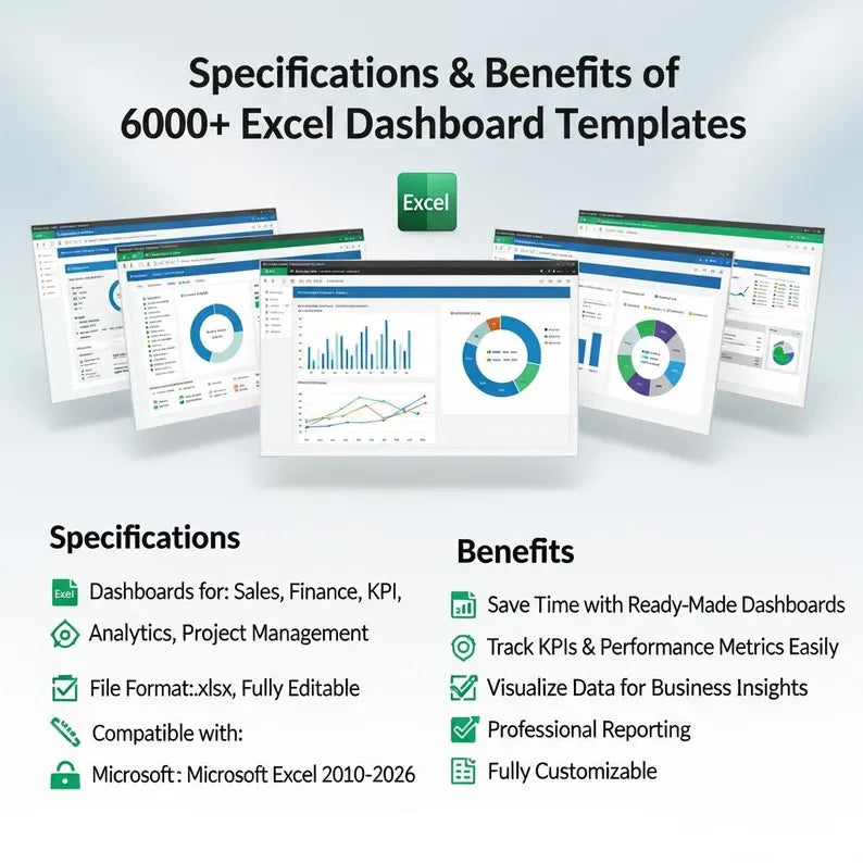 6000+ Excel Dashboard Templates Bundle – KPI, Finance, Sales & Business Analytics