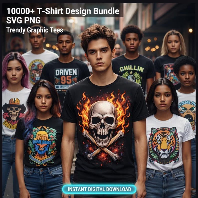 100000 Editable T-Shirt Design Bundle – Ultimate Print-On-Demand Collection for Etsy, Shopify & Merch Brands