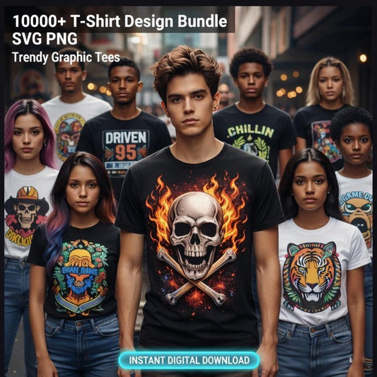 100000 Editable T-Shirt Design Bundle – Ultimate Print-On-Demand Collection for Etsy, Shopify & Merch Brands