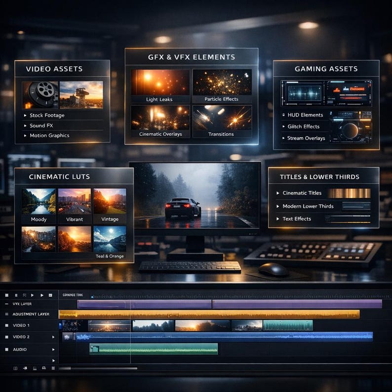 400GB Video Editing Bundle – Ultimate Mega Pack with LUTs, Transitions, Overlays, SFX & Templates for Premiere Pro, After Effects, CapCut & DaVinci