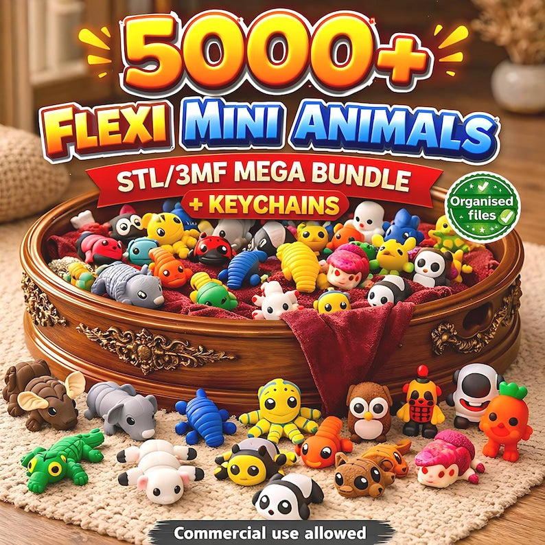5000+ Flexi Articulated Models – STL & 3MF Bundle