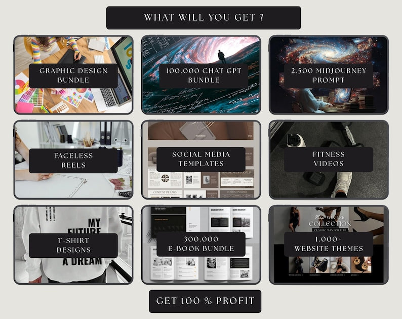 100M+ Digital Products Bundle + 10,000 Aesthetic Reels (PLR & MRR Included) – Resell Rights Digital Content Library for Faceless Brands & Social Media Growth