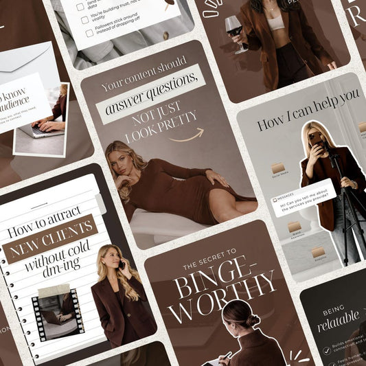 Brown Aesthetic Instagram Canva Templates for Coaches & Content Creators