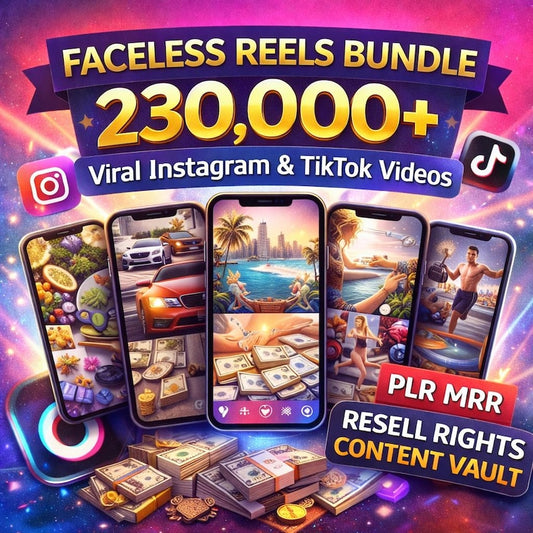 230,000 Viral Faceless Reels Bundle – PLR & MRR Rights