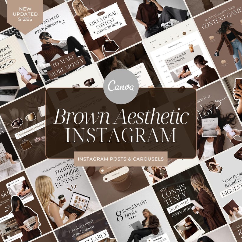 Brown Aesthetic Instagram Canva Templates for Coaches & Content Creators