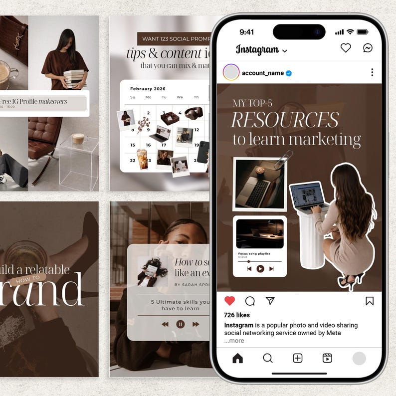 Brown Aesthetic Instagram Canva Templates for Coaches & Content Creators