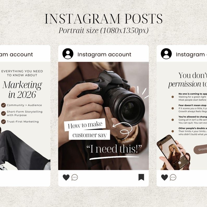 Brown Aesthetic Instagram Canva Templates for Coaches & Content Creators